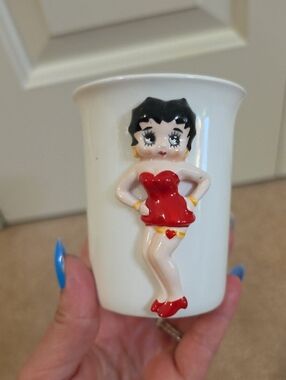 Betty Boop White Ceramic Cup with Red Outfit Figurine